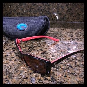 Ladies Costa Del Mar Sunglasses Black/Pink w/ Case